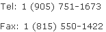 tel: 1-905-751-1673 fax: 1-815-550-1422